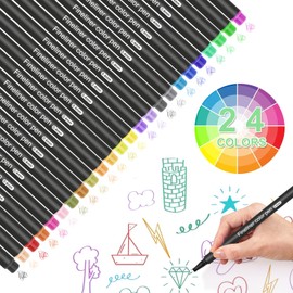 beupro Fineliners Pens, 24 Colors Fine Tip Point Colourful Pens 0.4mm, Fine Liners Drawing Pens for Bullet Journal Note Sketch Writing