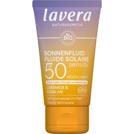 lavera Sensitive Sun Lotion SPF 50 - Sun Cream for Face and Cleavage - Without Chemical UV Filter - for Sensitive Skin - Vegan - Natural Cosmetics - 40 ml