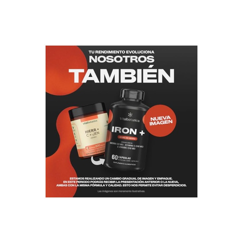 Hierro + Vitamina C y Jengibre Iron + VITAL BOTANICS