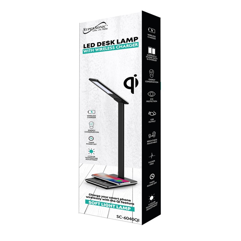 Supersonic SC-6040QI 5-in-1 LED Desk Lamp with QI Charger, QI