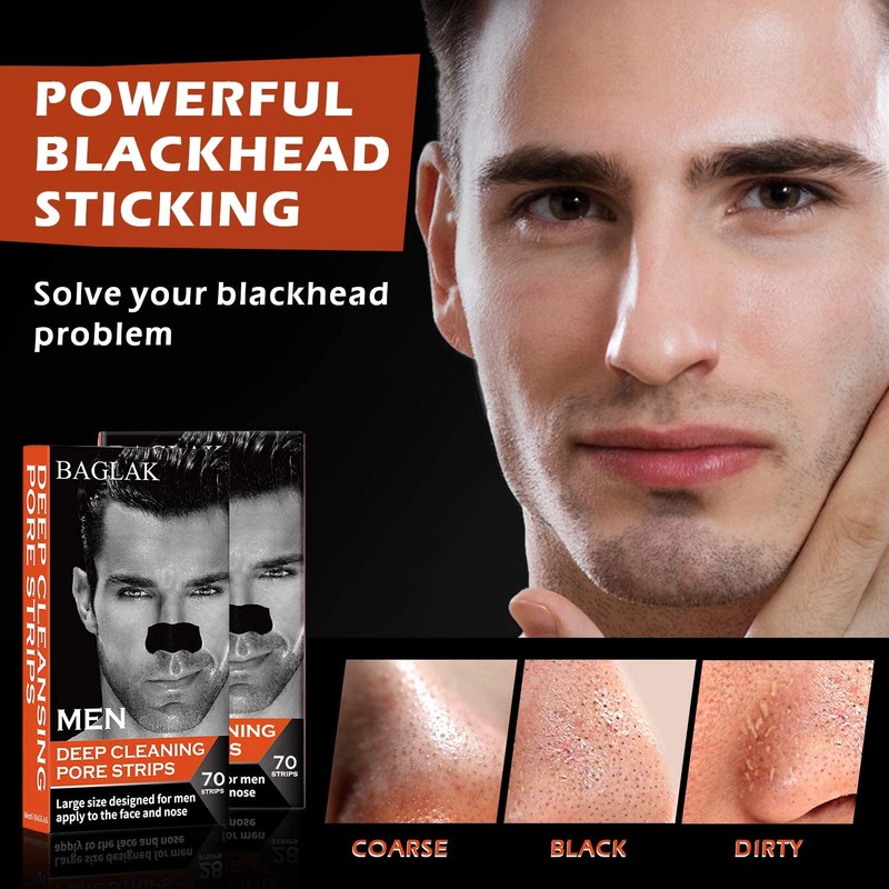 BAGLAK Men Blackhead Pore Strips - 70 Strips - Deep