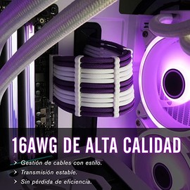 EZDIY-FAB EZDIY-FAB PSU-Kabel-Verl?ngerungs-Set mit benutzerdefinierter Stromversorgungskabelmanschette 16 AWG 24-PIN 8-PIN 6-PIN 4+4-PIN mit wei?en K?mmen - Wei?-Wei?-Violett