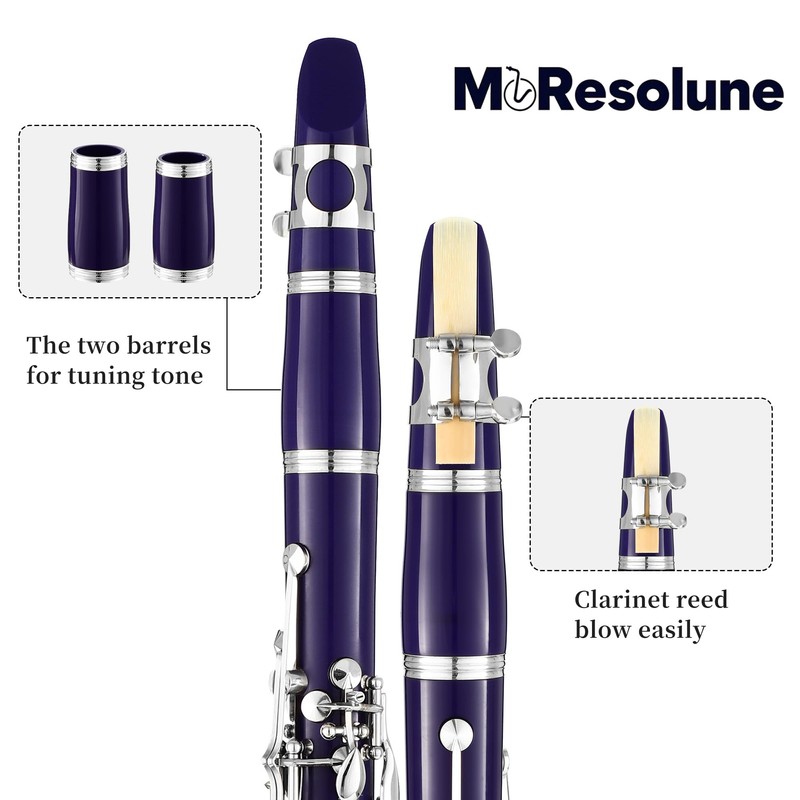 MoResolune Bb Clarinet, Nickel-Plated B Flat Clarinet for Student Beginner