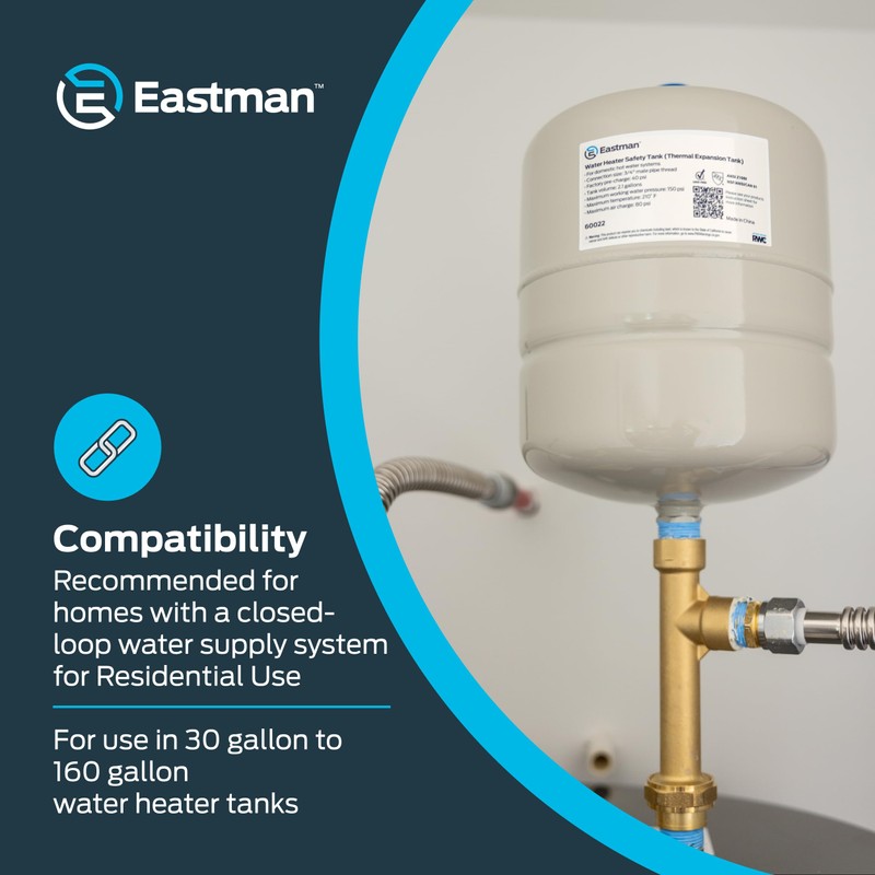 Eastman Thermal Expansion Tank, 2 gal, 3/4 in MIP Connection,