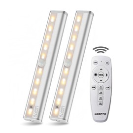 LDOPTO Under Cabinet Lights Wireless Battery Operated Lights with Remote Control LED Closet Lights Counter Wall Lights Without Wiring with Remote for Kitchen Shelf Hallway, Multiple Colors 2 Pack