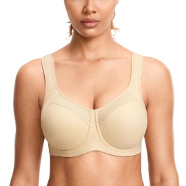 SYROKAN Sports Bras for Women High Support Underwire Padded Full Coverage Running Gym Workout Oil Gray 36B