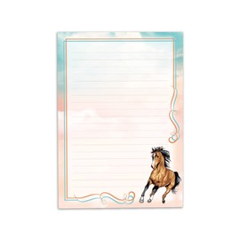 Writing Paper Set for Girls Horse Letter Pad with Envelope for Kids (A5 Pad with 25 Sheets + 15 Envelopes)