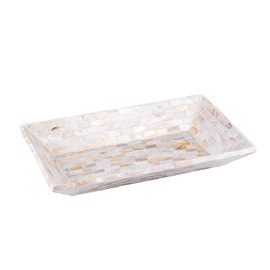 PEMAR 12"x7" Mother of Pearl Decorative Tray with Raised Edge for Coffee Table Perfume Living Room Kitchen Bathroom. Elegant Multipurpose Centerpiece Vanity, Fruit Display Serving Tray & Bowl