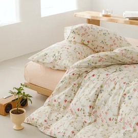 Covebett Bed Linen Cotton 135 x 200 cm Pink Flowers Colourful Flowers Small Floral Pattern Duvet Cover Set Aesthetic Botanical Flower Meadow Floral Pattern Duvet Cover Zip and Pillowcase 80 x 80 cm