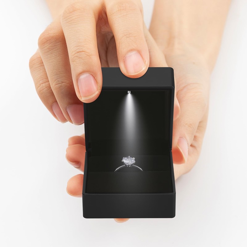 LED Ring Earring Box for Proposal, Wedding, Engagement， Luxury Jewelry