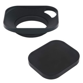 Haoge LH-B43P 43mm Square Metal Screw-in Lens Hood Hollow Out Designed with Metal Cap for Leica Rangefinder Camera with 43mm E43 Filter Thread Lens Black
