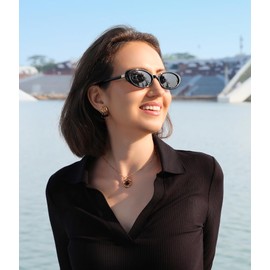 FEISEDY Retro Oval Cateye Sunglasses for Women Men Fashion Small 90s Style Vintage Shades B4180