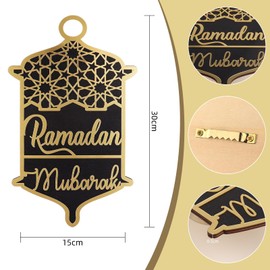 Paxrmuky Ramadan Muslim Mosque Black Gold Acrylic Decorative Pendants, Interior Decoration and Outdoor Decoration During Ramadan