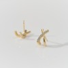 Gold&Deer 14K GF stitch cubic cross earrings white gold /