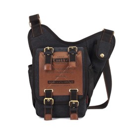 FANDARE Vintage Sling Bag Messenger Bag Shoulder Backpack Crossbody Bag Small Travel Bag Canvas Black