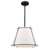 AXILAND Modern Pendant Light Fixtures, 16" White Linen Drum Pendant