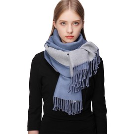 RIIQIICHY Ladies Blue Grey Scarf Gifts for Women Winter Large Scarves Wraps Pashmina Shawl Warm Cashmere Scarf