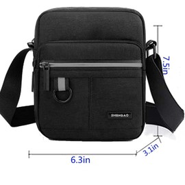 Small Canvas Crossbody Bag for Men,Small Shoulder Bag, Mini Messenger Bag for Cell Phone,Portable mobile phone coin bag,Travel Utility Passport Wallet (Black)