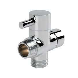 NearMoon Solid Brass G1/2" Shower Arm All Metal Universal 3-Way Diverter Valve for Handheld and Fixed Head, Replacement Component Adapter (Chrome Finish)