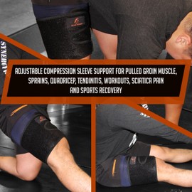 Thigh Brace Quadriceps Support Hamstring Quad Wrap Compression Sleeve Support Breathable Neoprene Non-Slip for Pulled Groin Muscle, Sprains, Quadricep, Tendinitis, Workouts, Sciatica Pain & Sports Recovery (2, Black)