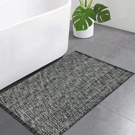 LEEVAN Washable Bathroom Rug, 2'x3' Black Woven Entryway Rug Front Door Mat Cotton Small Kitchen Rugs, Modern Reversible Laundry Room Farmhouse Carpet for Foyer Front Porch Decor