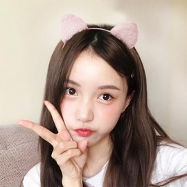 Solxion Cat Ears, Animal Cat Ears, Fluffy Ears, Hair Band Costume Accessory, Cat Costume, Hair Accessories, Event Supplies, School Festivals (White)
