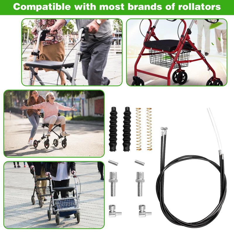 14Pcs Brake Cable Parts for Walkers Replace, Drive Rollator Replacement