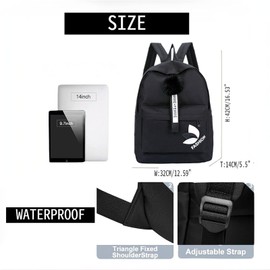 Su Xi Guo Black Bookbag Small Black Backpack Basic Waterproof Black Bookbag Travel Daypack Aesthetic Camping Cute Backpack for Office Shopping Hiking Trip Daily Use Laptop Bag