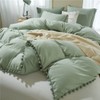 IHOUSTRIY 3 Pieces Duvet Cover Set Bedding Ball Fringe Pattern