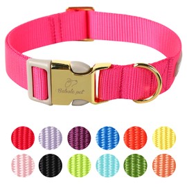 Babole Nylon Dog Collars Red for Small Puppy Dog,13 Colors,Adjustable Soft Comfortable Pet Collars with Safety Metal Buckle for Medium Large Boy&Girl&Female Dog(Rose Red,M)