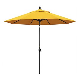 California Umbrella GSPT908302-5457 9' Round Aluminum Market, Crank Lift, Push Button Tilt, Black Pole, Sunbrella Sunflower Yellow