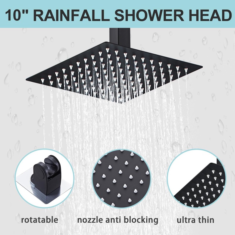 RTOBWEYE 10 Inch Shower Faucet Set, Ceiling Mounted Rainfall Shower