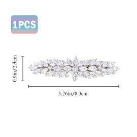 CURASA Rhinestone Bridal Hair Clip Silver Snowflake Crystal Decorative Hair Barrettes Metal Sparkly Hair Pins Jewelry Alligator Elegant Head Pieces For Women Girls Bride Bridesmaid Wedding Party