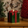 Luminara Flameless Candle Green Gift Box with Glitter Red Ribbon