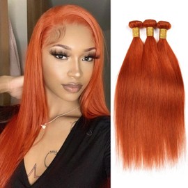 Human Hair Bundles Straight 3 Bundles 16 18 20 Inch Bundles Human Hair 100% Unprocessed Brazilian Hair Bundles Human Hair Extension for Black Women（350#）