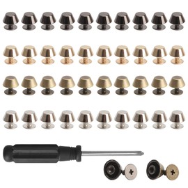 Haisheng Metal Feet Nailhead 41 Pieces Luggage Flat Stud Rivet with Screwdriver Bucket Type Foot Nailhead Kit Rivet Studs for Leather Set for DIY Leather Craft Tote Bag (4 Colors)