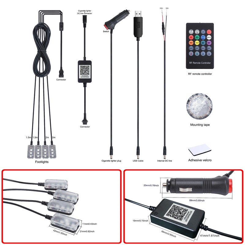 TABEN Car Footwell Lighting Kits, 64 Colours Multicoloured Atmosphere Light