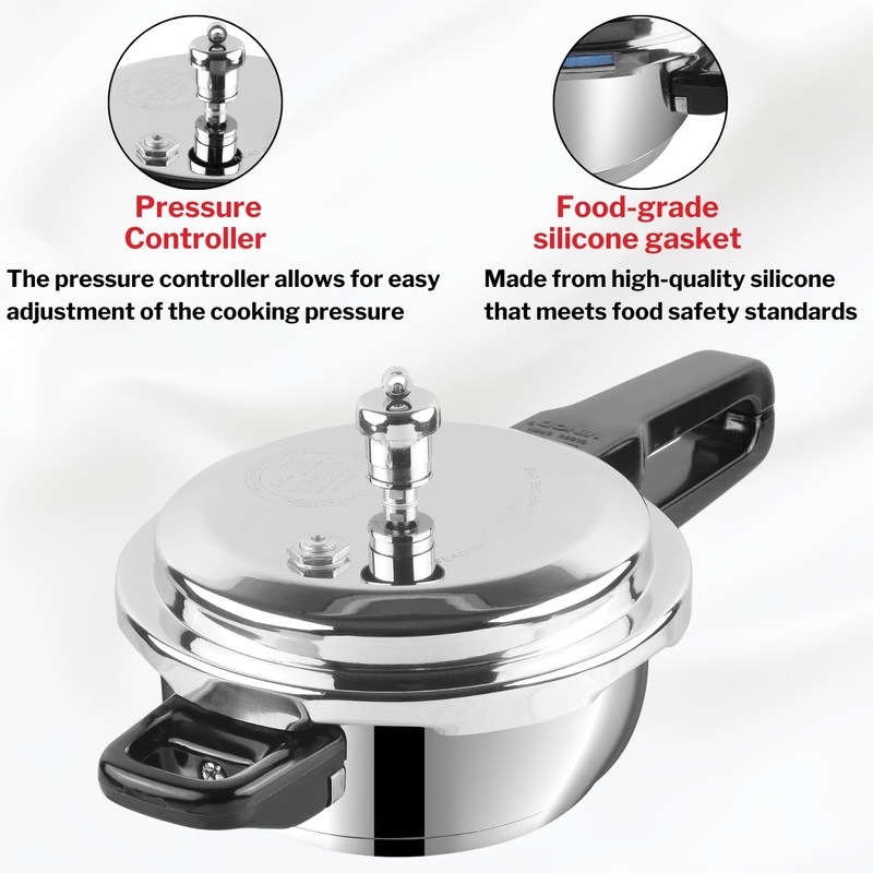 Vinod V-3L Stainless Steel Sandwich Bottom Pressure Cooker, 3-Liter