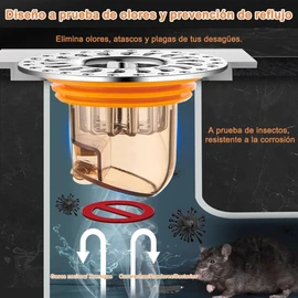 2PZS Coladores Drenaje Anti-Olor, Tapón Drenaje de Ducha, Desagüe de Suelo Antireflujo Con Colador de Pelo Extraíble, Tapas Redondo de Coladera Alcantarillado, Filtros de Piso para Baño Cocina Lavabo