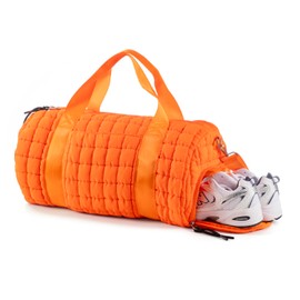 Dassymia Quilted Duffel Gym Bag for Men and Women Carry On Travel Sport Weekender Bag, Orange