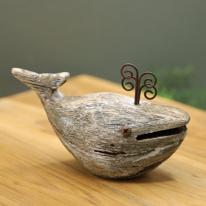 Nautical Wooden Whale Fish Decor Rustic Ocean Sea Beach Themed