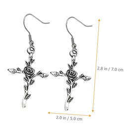 Baluue Gothic Rose Cross Earrings for Women Punk Style Retro Jewelry Lightweight Allergy Unique Ear Accessories for Various Outfits and Occasions