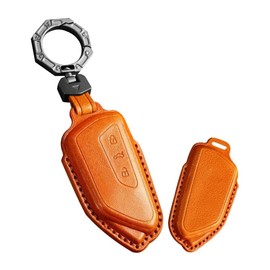 ontto Car Key Case Fits VW Golf 8 MK8 ID.3 ID.4 Seat Leon MK4 Tarraco Skoda Octavia Enyaq Keyless Key Case Leather Key Protector Case for Remote Control Key Fob Brown