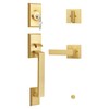 Moquin Brushed Gold Square Front Door Handle Set, Heavy Duty