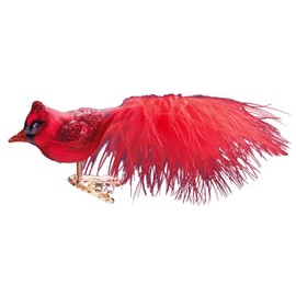 Inge-Glas Bird Clip-On Crimson Cardinal 1-042-12 German Glass Christmas Ornament
