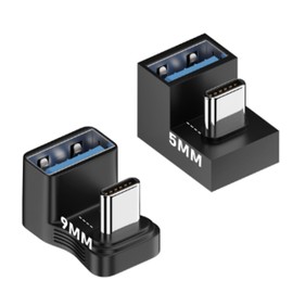 TEGRUP 180-Degree USB-C to USB-A Female Adapter, Dual Spacing 5mm/9mm, Compatible with Multiple Device Thickness