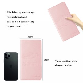 TILDOSAC 2Pack Leather Car Registration and Insurance Card Holder, Car Document Holder for Cards License with Magnetic Shut (Pink+Black)