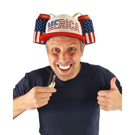 HandinHandCreations USA Hat Merica 4th of July All American Costume Drink Holder with Straw Costume