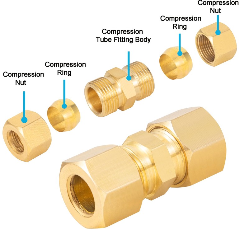 Brass Compression Fitting,5/16-Inch OD Compression Union,Brass Compression Tube Fitting(5/16" Tube