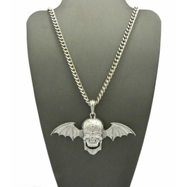 Crescendo SJ INC New Skull Wing Avenged Sevenfold Pendant &5mm/24 Cuban Chain Hip HOP Necklace - XSP473CCR